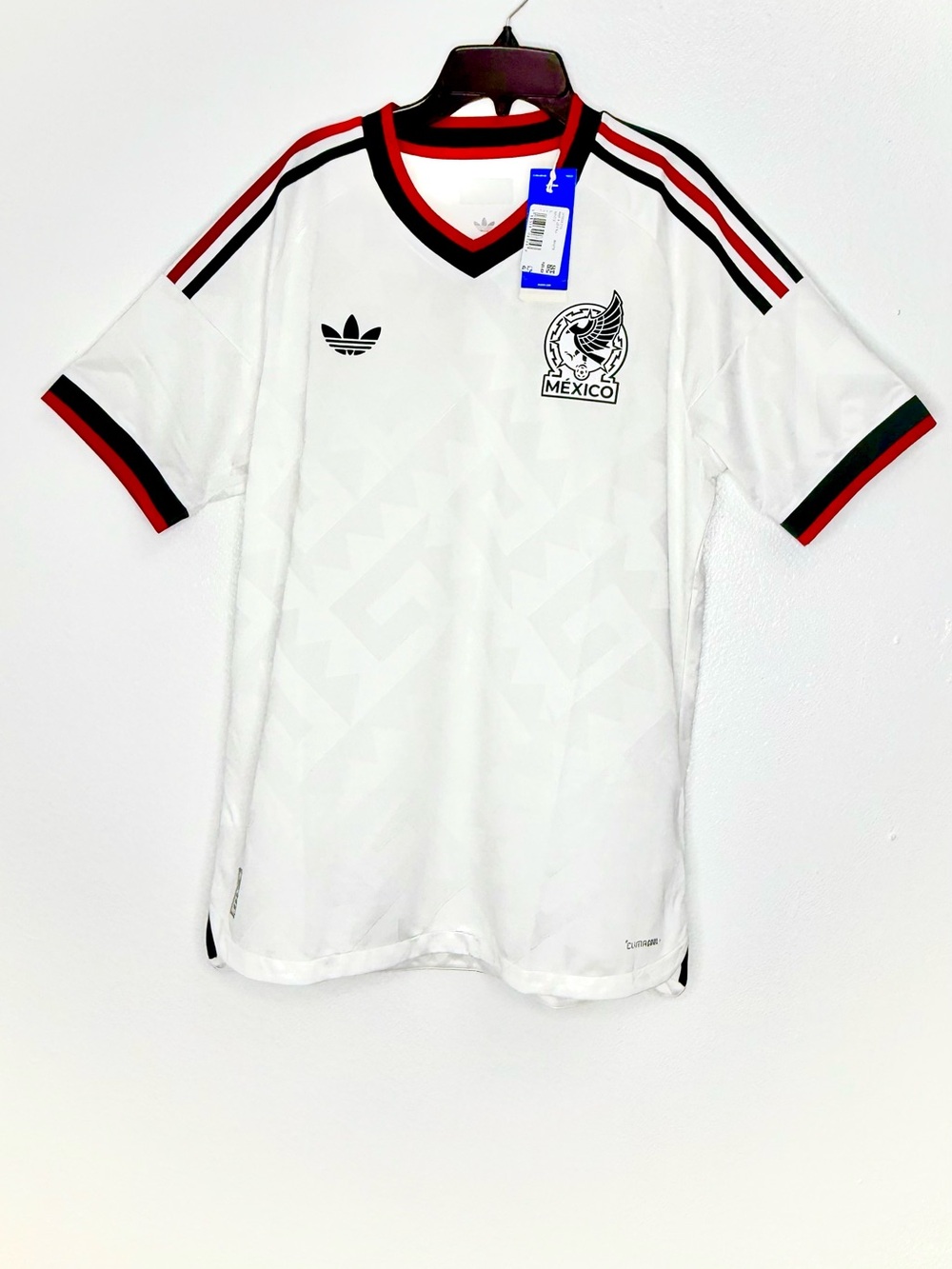 adidas White Mexico Football Jersey with Red & Dark Green Accents